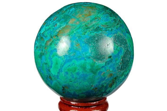 Polished Chrysocolla & Malachite Sphere - Peru #133752